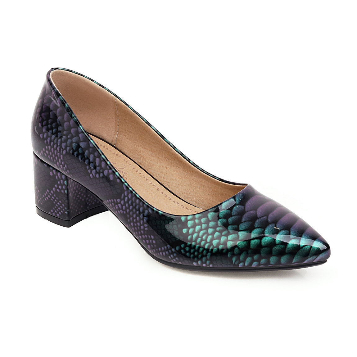 Elegante Damen Pumps mit mittlerem Absatz und Schlangenmuster