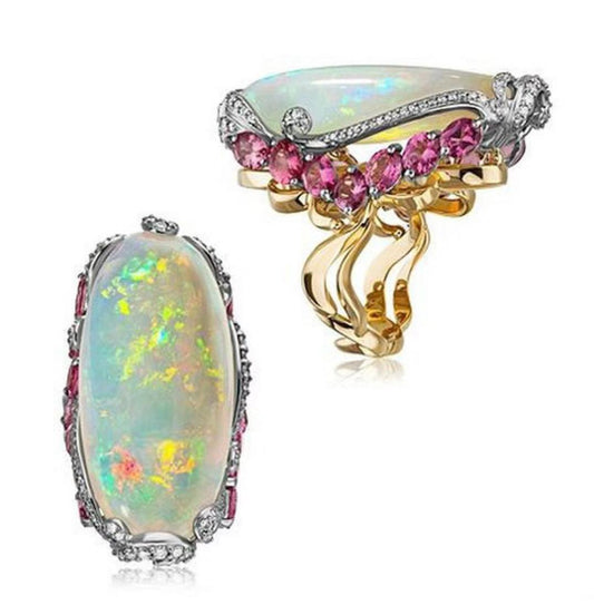 Modischer Opal-Goldring – Eleganz im Europäischen und Amerikanischen Stil