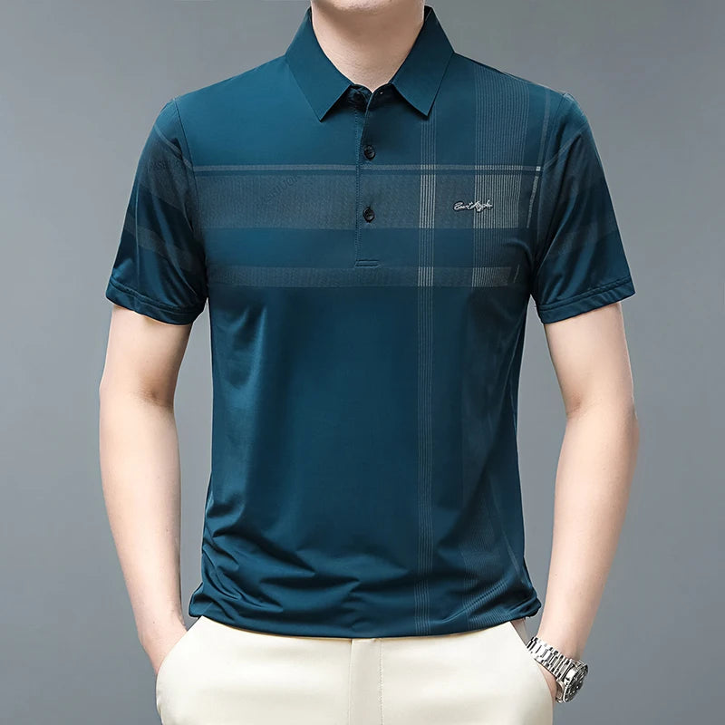 Business-Poloshirts für Herren: Sommer Golf Tee, Luxusmarke, Karomuster, Elegantes Polo-Shirt für Büro, Arbeit und Freizeit