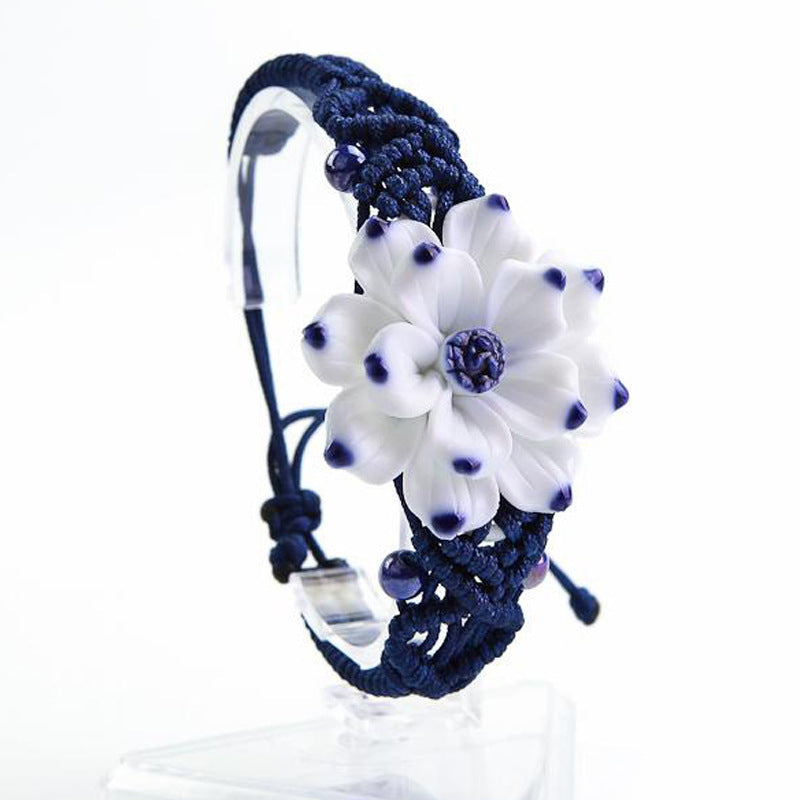 Handgefertigtes Keramik-Armband im Ethno-Stil – Zeitlose Eleganz mit Blumenmotiven