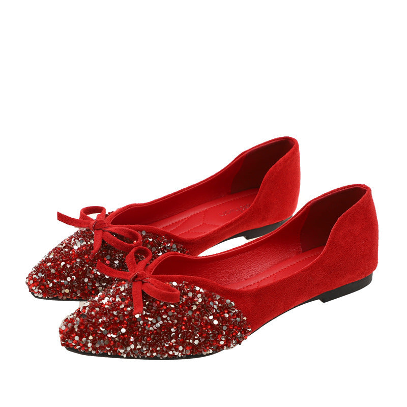 Elegante Damen-Ballerinas mit spitzer Form und Glitzer-Details