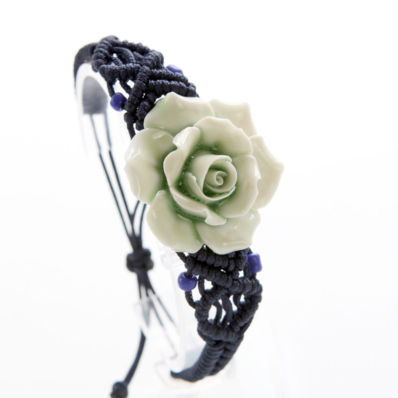 Handgefertigtes Keramik-Armband im Ethno-Stil – Zeitlose Eleganz mit Blumenmotiven