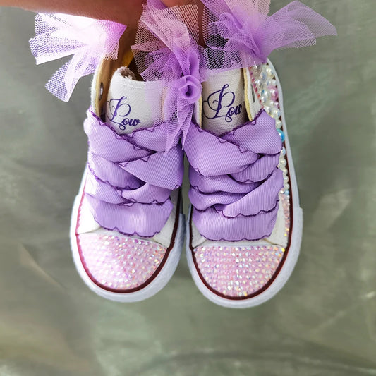 Symphony Girl Mesh-Blumen – Handgemachte Bling-Sneaker für besondere Anlässe