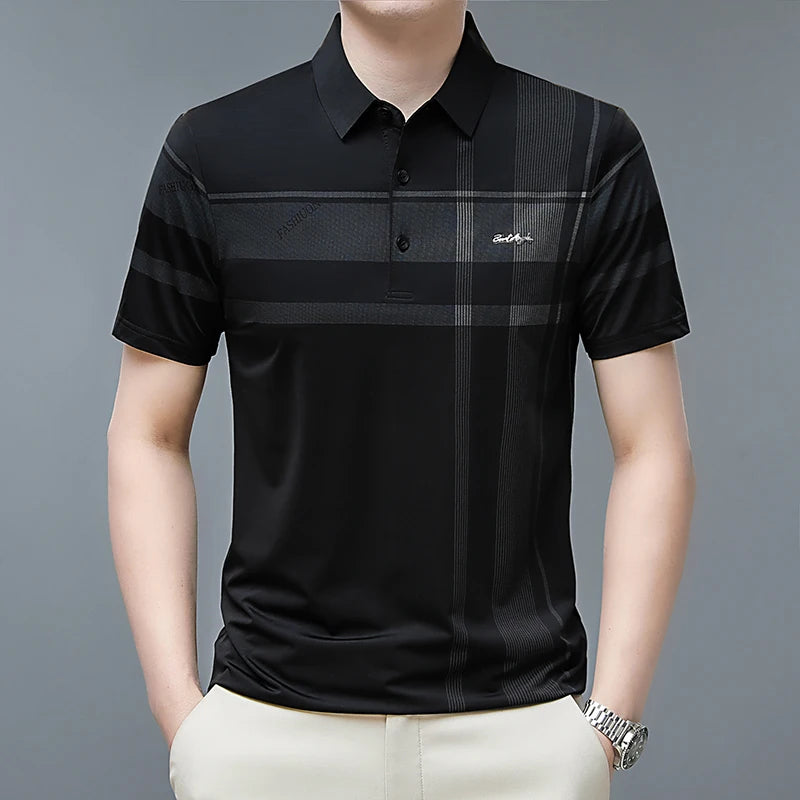 Business-Poloshirts für Herren: Sommer Golf Tee, Luxusmarke, Karomuster, Elegantes Polo-Shirt für Büro, Arbeit und Freizeit