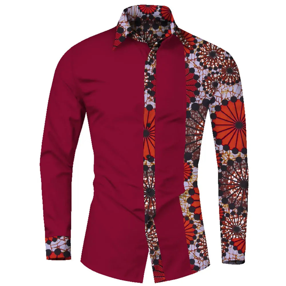 Afrikanische Herrenhemden – Elegantes Smart-Casual-Hemd mit traditionellem Patchwork-Design. Stilvoll und bequem aus hochwertiger Baumwolle gefertigt. Perfekt für Business, besondere Anlässe oder Freizeit.