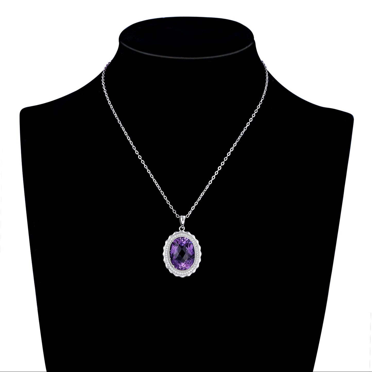 Luxuriöse S925 Silber Halskette mit ovalem Amethyst-Anhänger – Eleganz für besondere Anlässe