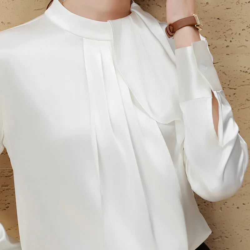 Elegante Damenbluse mit Rüschen – Langarm-Chiffonshirt für Büro und Alltag