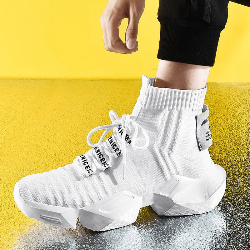 Retro High-Top Socken-Sneaker für Herren – Atmungsaktive und bequeme Sportschuhe für Freizeit und Laufen!