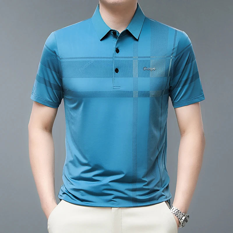 Business-Poloshirts für Herren: Sommer Golf Tee, Luxusmarke, Karomuster, Elegantes Polo-Shirt für Büro, Arbeit und Freizeit