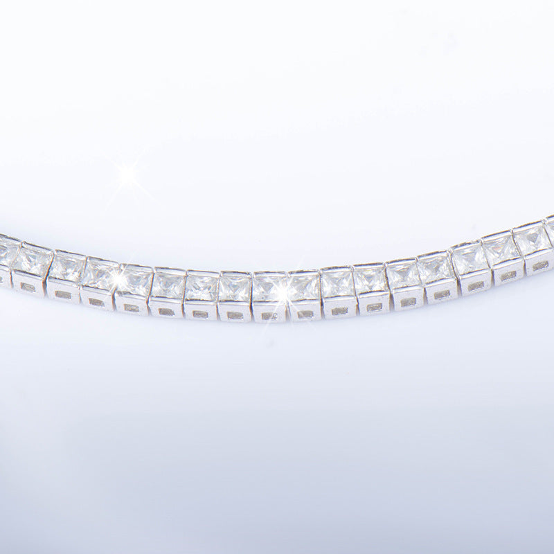 Sterlingsilber-Armband mit Quadratischen Diamanten – Echtgold Vergoldet