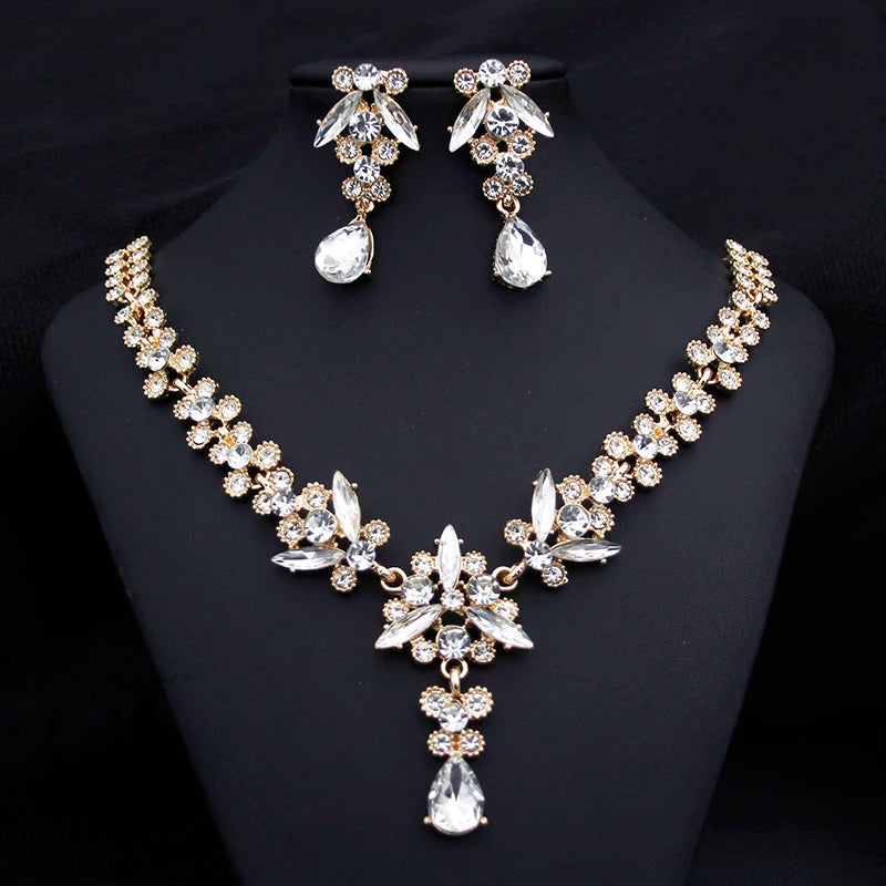 Luxuriöses Strass-Choker- und Ohrring-Set für Damen – Elegantes Brautschmuck-Set für Partys, Abschlussbälle und Hochzeiten