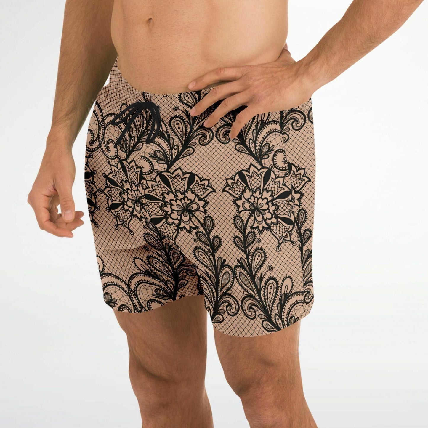 Schwarze & Nude Spitzen-Boxershorts für Herren