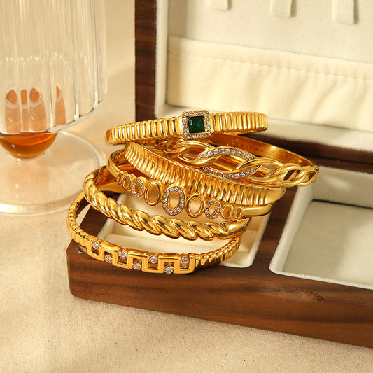 18K Gold Offenes Titanstahl-Armband – Stilvoll und Modern