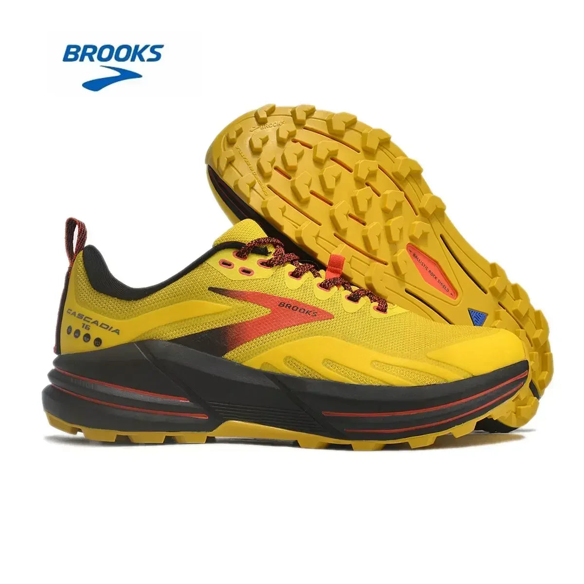 BROOKS Cascadia 16 Running Shoes Yellow Black Grenadine Men Women Long-Distance Road Sport Training Casual Sneakers