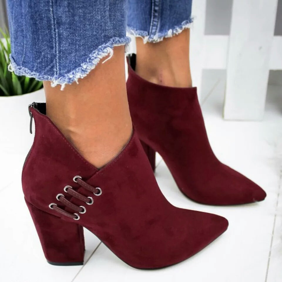 Damen Ankle Boots mit spitzer Zehenform und Reißverschluss – Elegant und Komfortabel