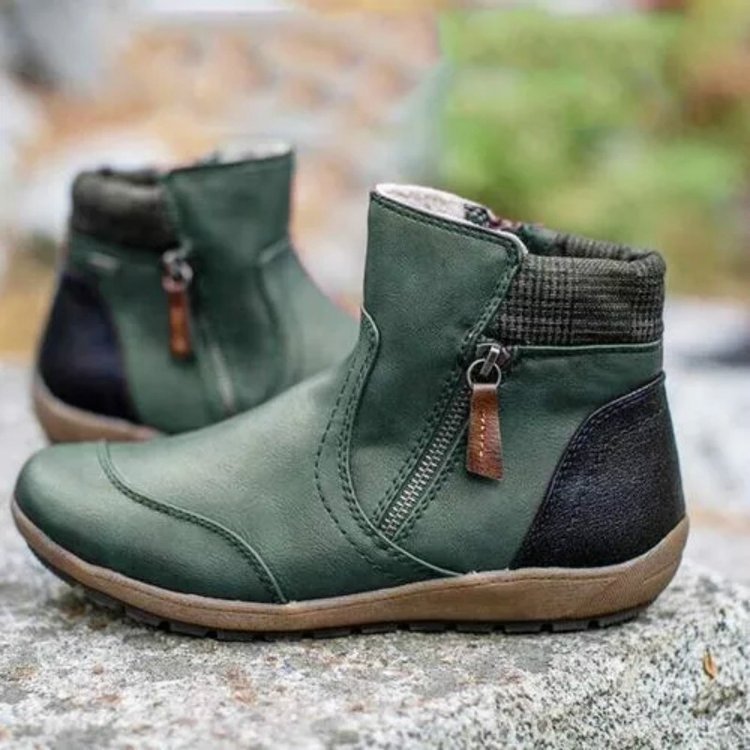 Damen Retro Stiefeletten mit seitlichem Reißverschluss – Stilvoll und Komfortabel