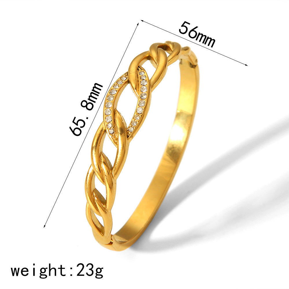 18K Gold Offenes Titanstahl-Armband – Stilvoll und Modern