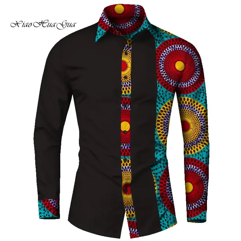 Afrikanische Herrenhemden – Elegantes Smart-Casual-Hemd mit traditionellem Patchwork-Design. Stilvoll und bequem aus hochwertiger Baumwolle gefertigt. Perfekt für Business, besondere Anlässe oder Freizeit.