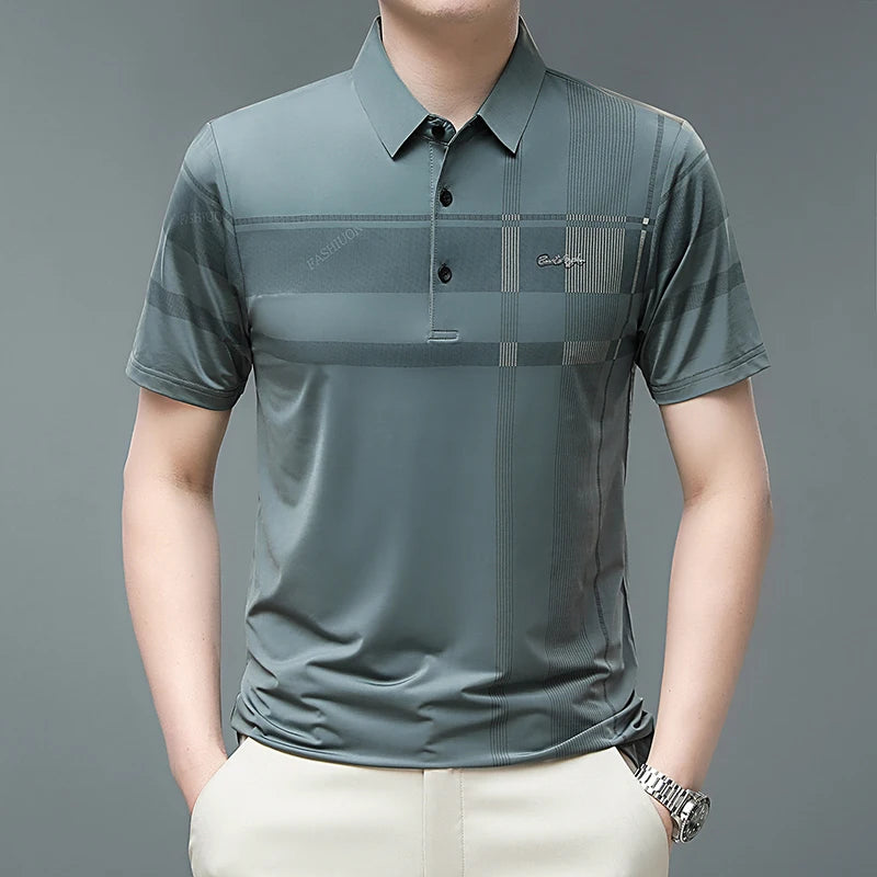 Business-Poloshirts für Herren: Sommer Golf Tee, Luxusmarke, Karomuster, Elegantes Polo-Shirt für Büro, Arbeit und Freizeit