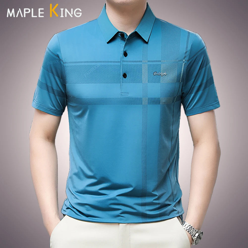 Business-Poloshirts für Herren: Sommer Golf Tee, Luxusmarke, Karomuster, Elegantes Polo-Shirt für Büro, Arbeit und Freizeit