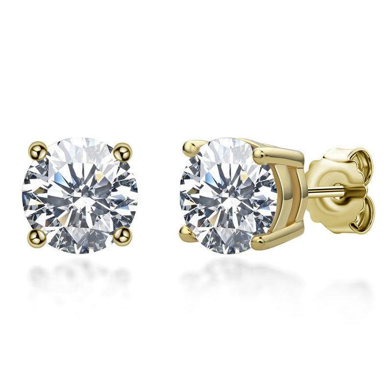 Stud Ohrringe 925 Sterling Silber 18K Gold Moissanit Ohrstecker