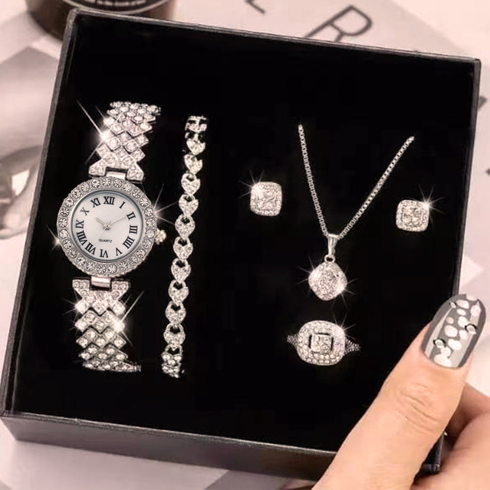 Luxuriöses Damen-Set mit Diamant-Armbanduhr – Eleganz und Glamour in Perfektion