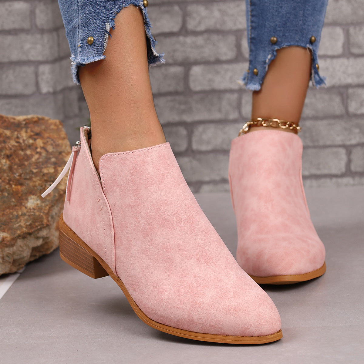 Chunky Heel Ankle Boots mit V-Ausschnitt – Modisch für Herbst und Winter